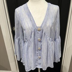 White and Blue striped blouse